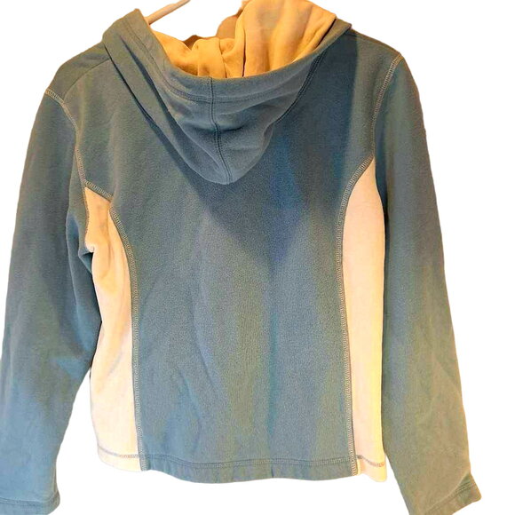 Pacer Women's Fleece Jacket Blue White Full Zip Front Hooded Pockets Petites PM - Picture 3 of 7